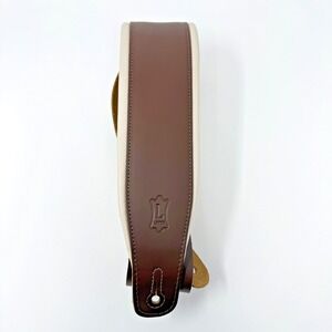 Levy's Leather Guitar Strap Padded Brown Cream Adjustable 3.25"